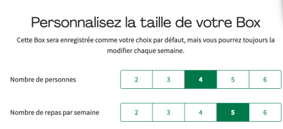 Screenshot 2025-03-28 at 4.21.36 PM Interface HelloFresh pour personnaliser la taille de la box repas selon le nombre de personnes et de repas par semaine