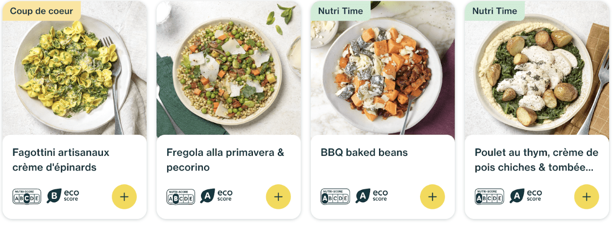 Screenshot 2025-04-21 at 2.56.38 PM Exemples de plats Seazon : Fagottini aux épinards, Fregola primavera, BBQ baked beans, et Poulet au thym avec crème de pois chiches