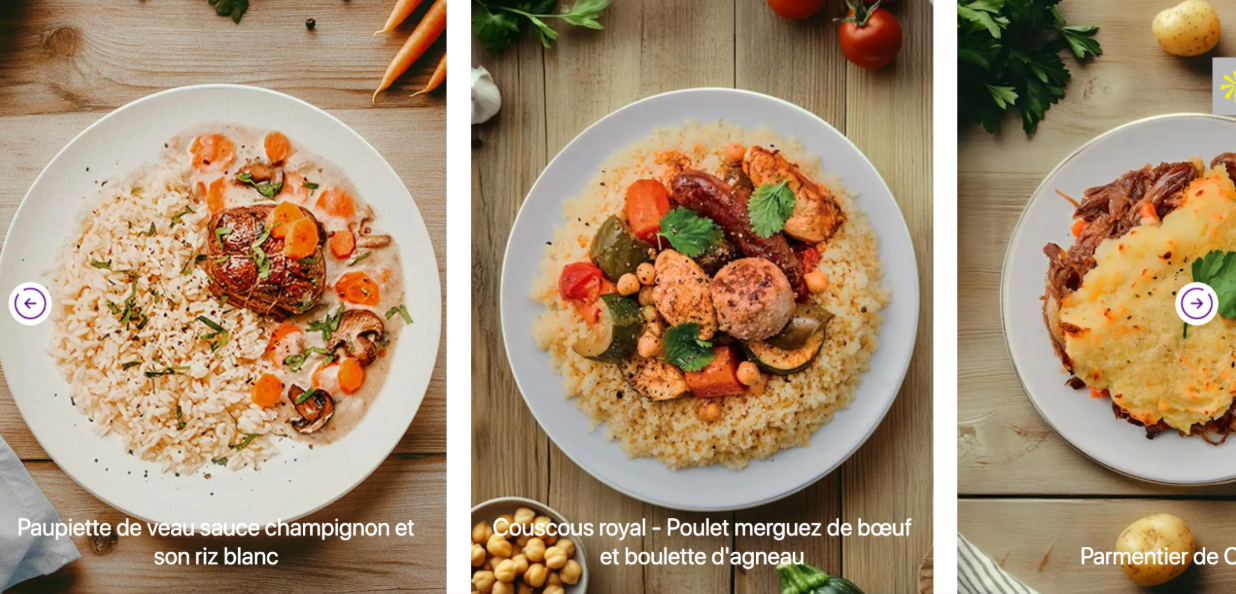 Screenshot 2025-06-15 at 7.02.28 PM Plats cuisinés Dietbon : paupiette de veau au riz, couscous royal au poulet et agneau, parmentier de canard – repas minceur équilibrés prêts à déguster